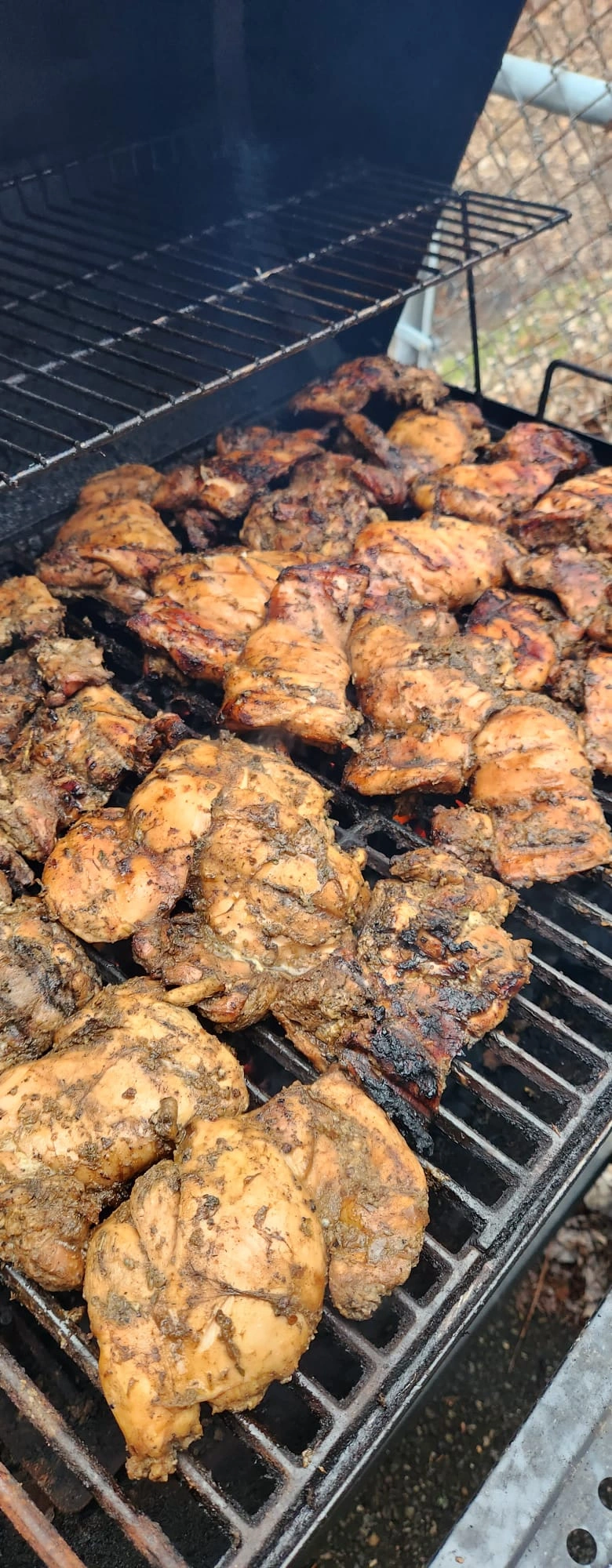Jerk chicken on the grill