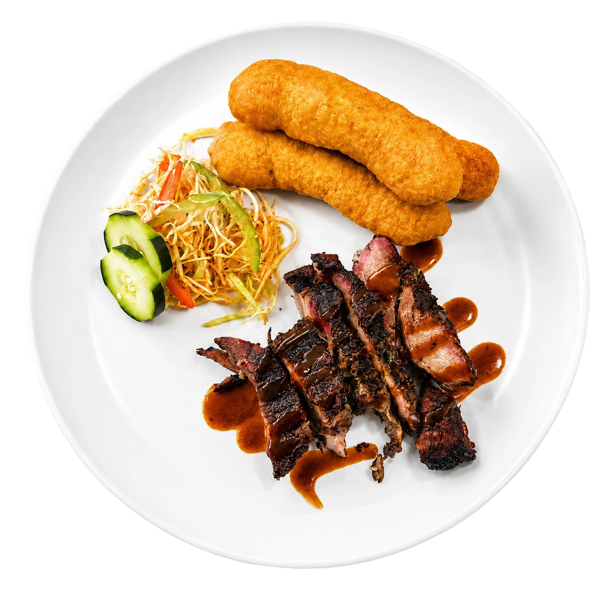 Rich jerk chicken with festival and vegetables